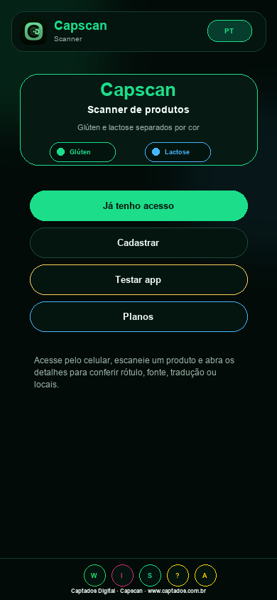 Tela inicial do Capscan