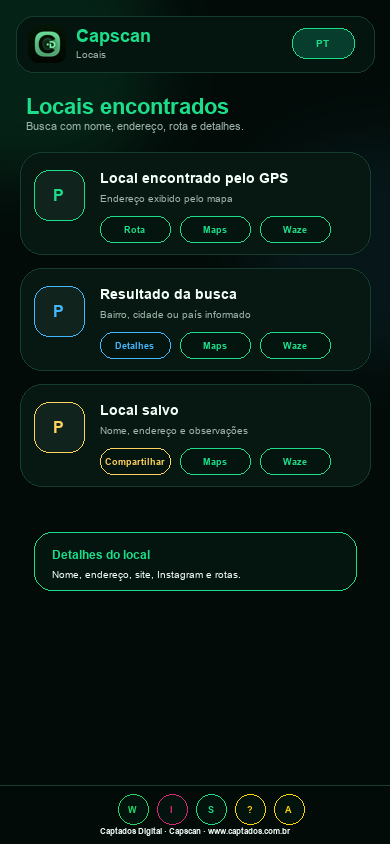 Tela de locais Capscan